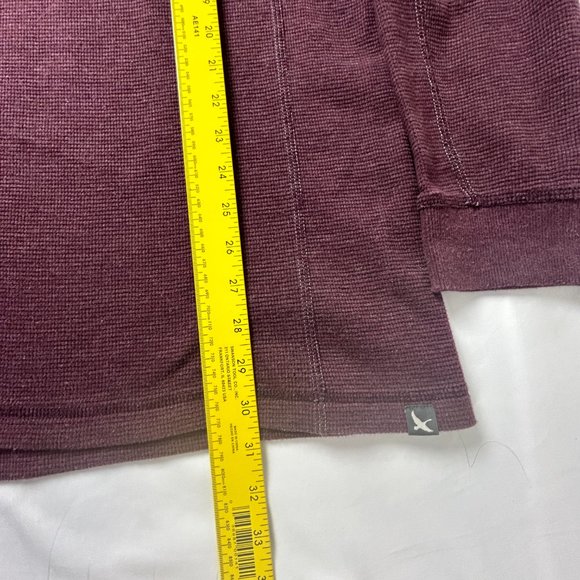 Eddie Bauer Shirt Mens TXL Burgundy Henley Tall Long Sleeve Thermal Waffle Knit - Picture 10 of 14
